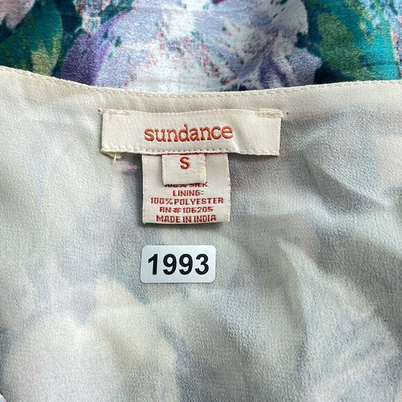 Sundance Samantha Silk Long Sleeve Boho Floral Pleated V-Neck Empire Top Women S - Picture 6 of 12